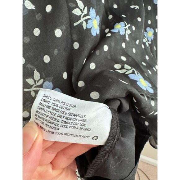 Sandy Liang × Target Women's Floral Print Short Sleeve Tiered Dress Black Sz M - Picture 7 of 7